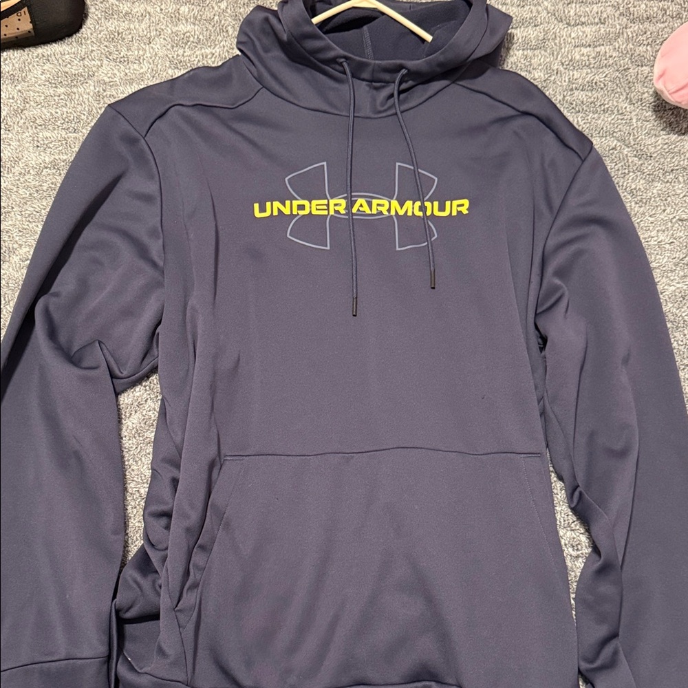 Under Armour Dark Blue Hoodie with Yellow Logo
